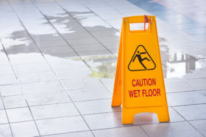 Warning sign to prevent slip and fall accidents.